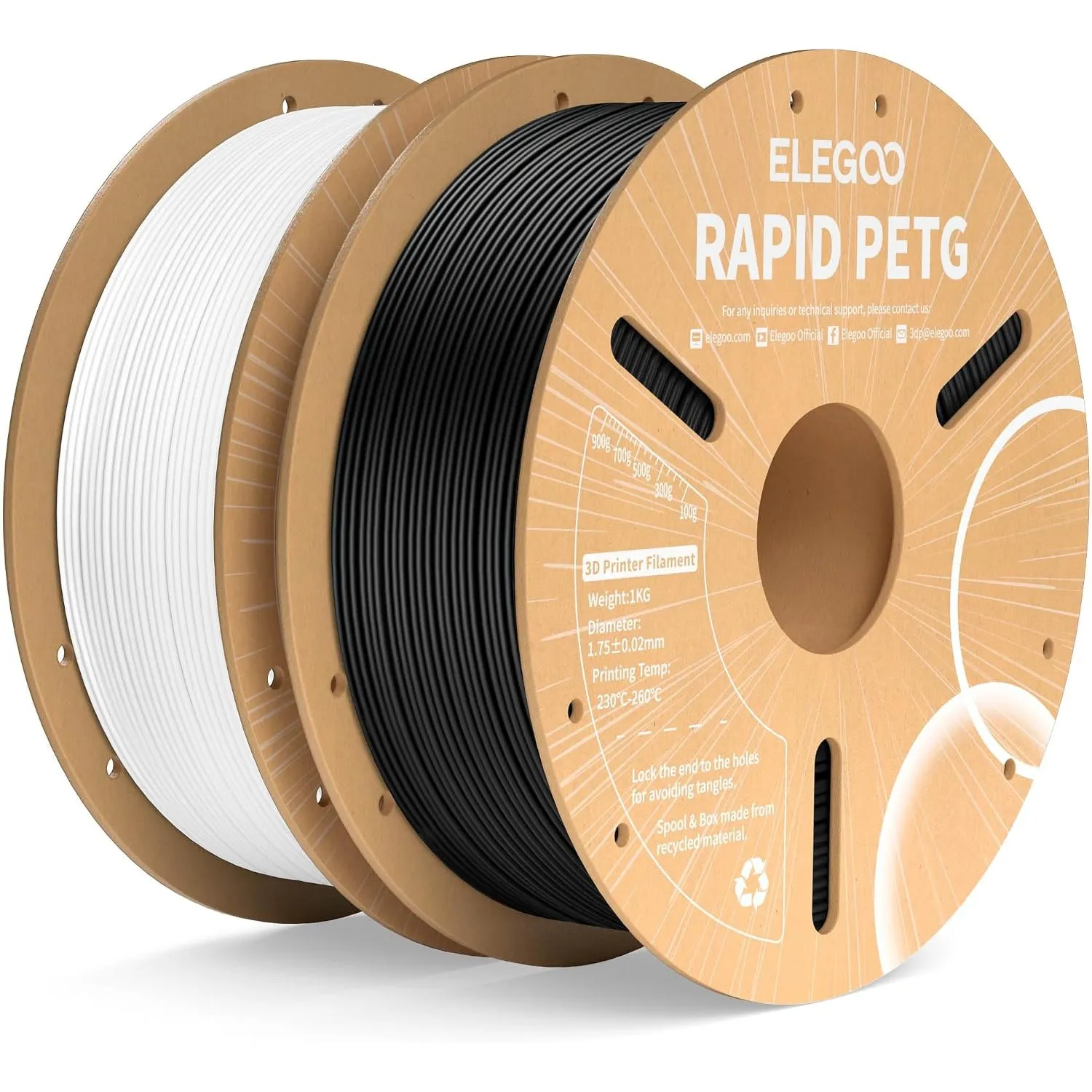 ELEGOO Rapid PETG Filament 1.75mm Schwarz & Weiß 2KG