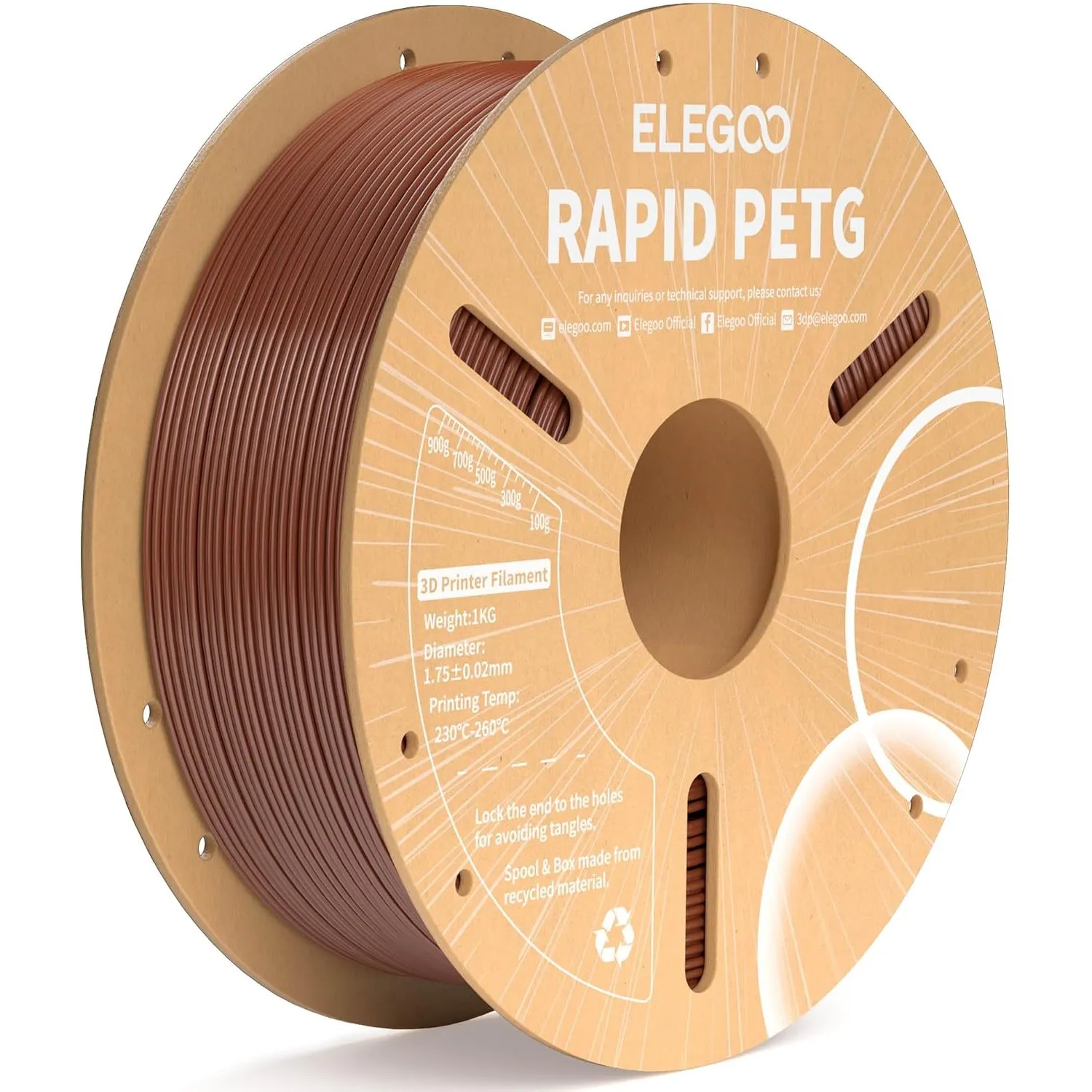 ELEGOO Rapid PETG Filament 1.75mm Braun 1KG