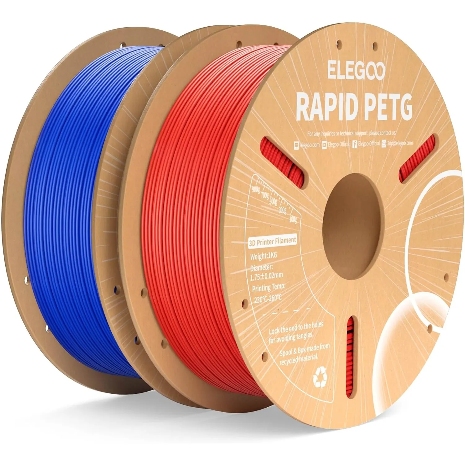 ELEGOO Rapid PETG Filament 1.75mm Rot & Blau 2KG
