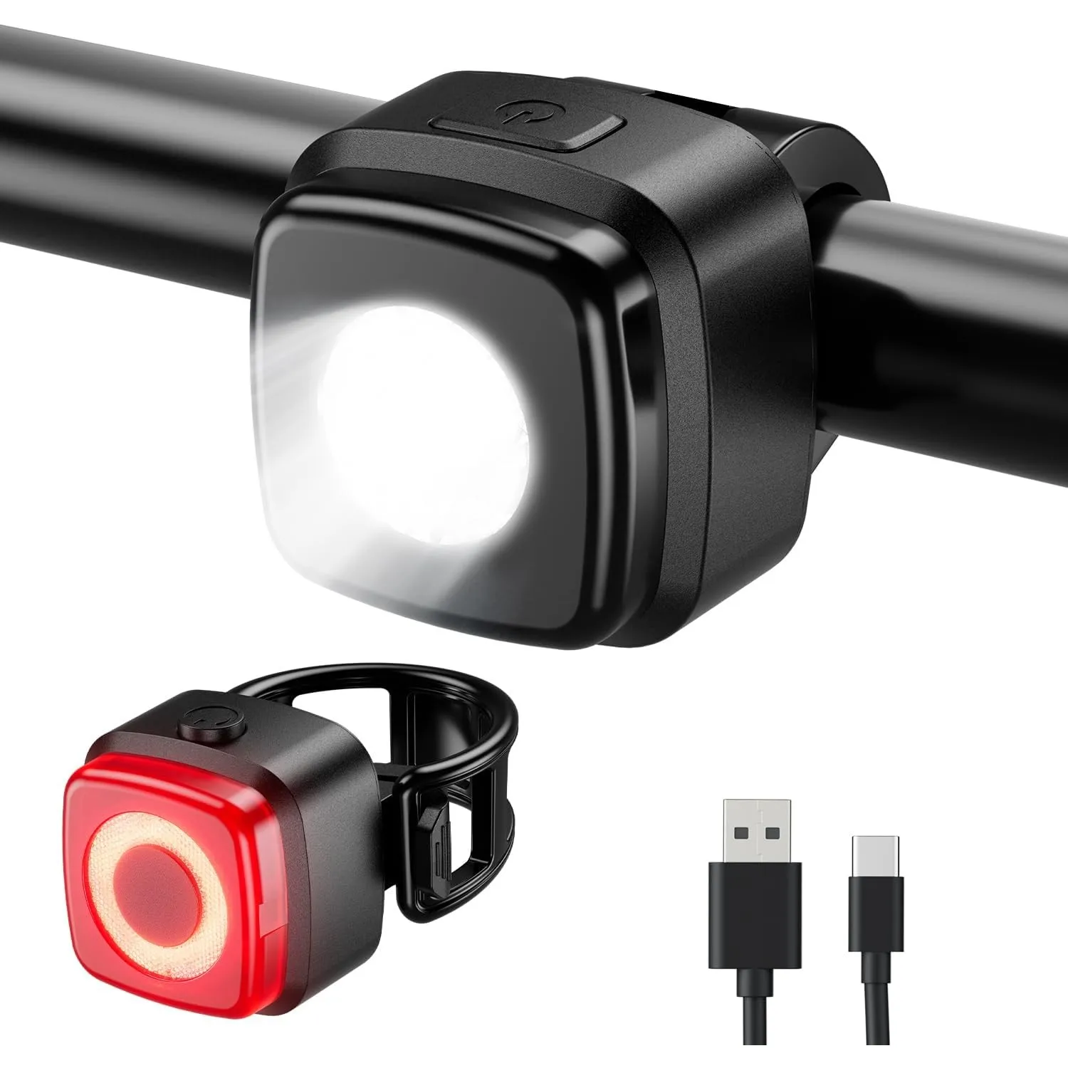 OnMeto Fahrradlicht Set,IPX5 Wasserdicht Frontfahrrad Lampe Rücklicht Fahrrad licht,USB Typ-C Wiederaufladbares Fahrrad…