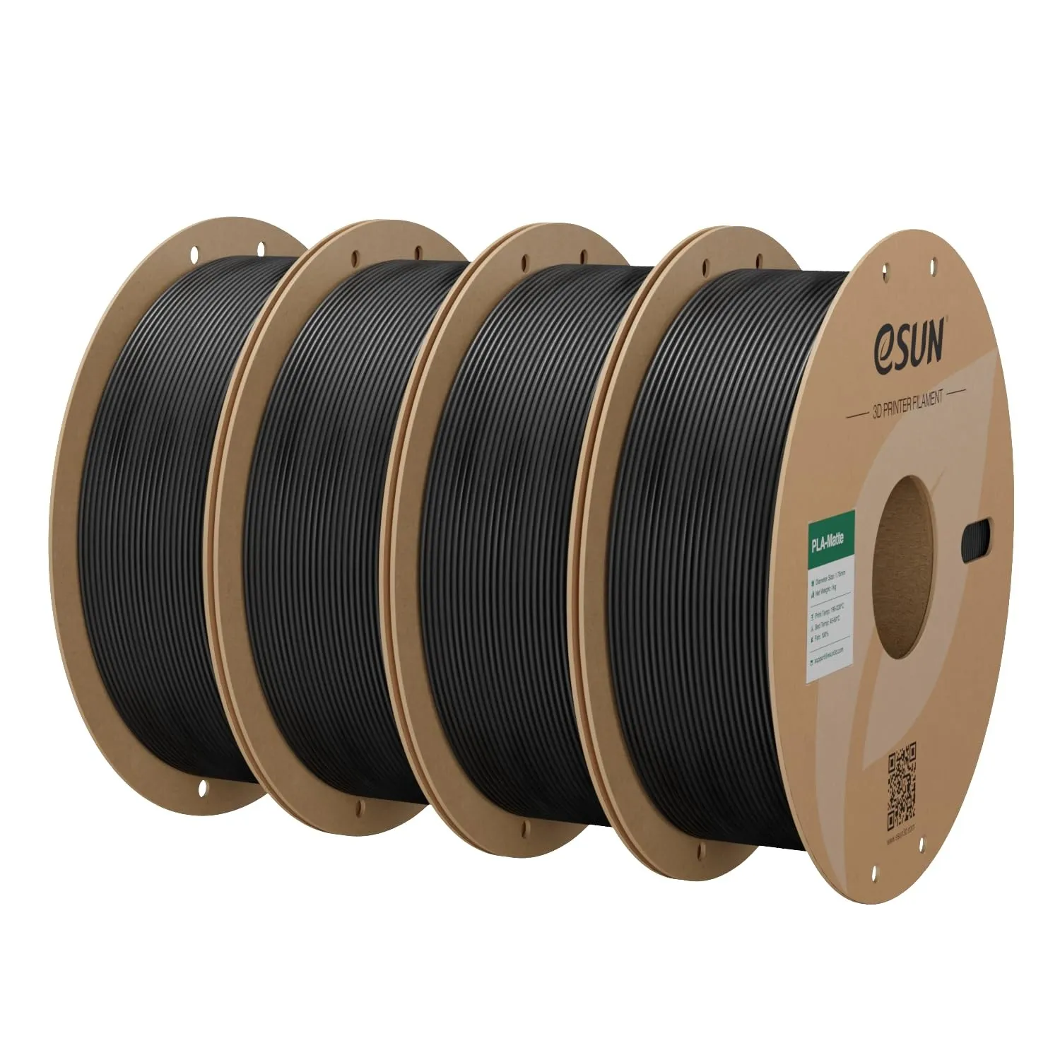 eSUN Upgraded Matte PLA Filament 1.75mm, Dunkelschwarz,4KG