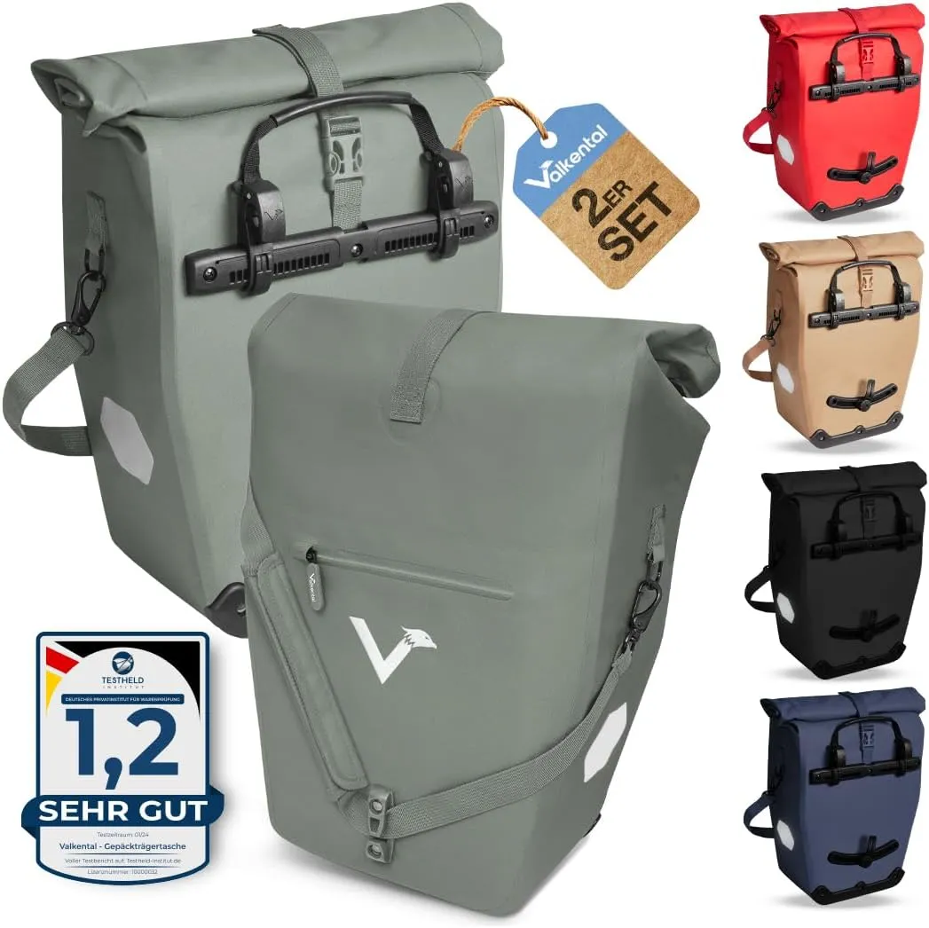 Valkental® Große & wasserdichte Gepäckträgertasche [28L] Abschließbare Befestigung [PVC frei] Fahrradtasche für Gepäckt…
