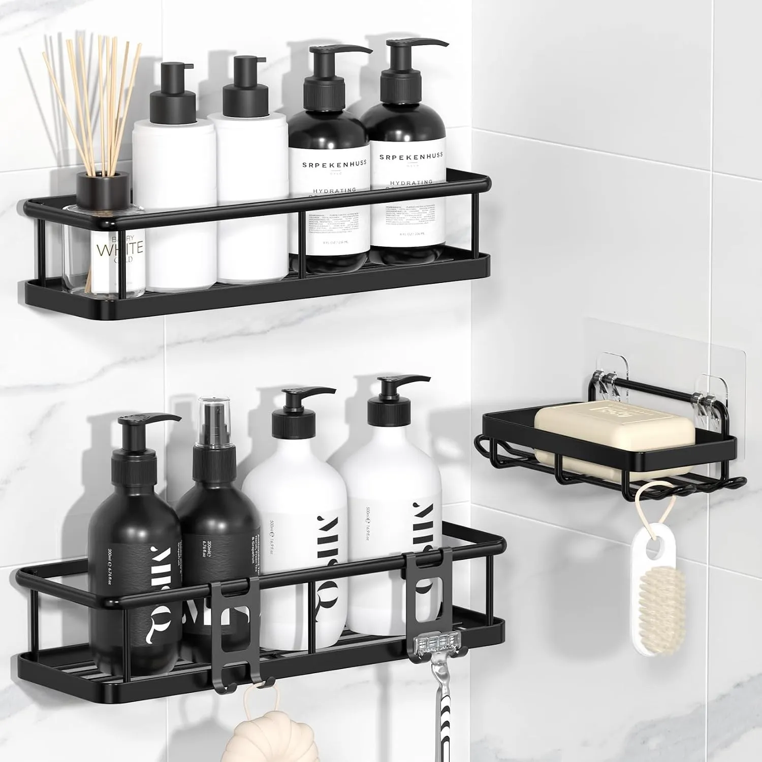 YASONIC Duschablage Ohne Bohren Set, 100% Rostfreie Duschregal (3-Teilig)