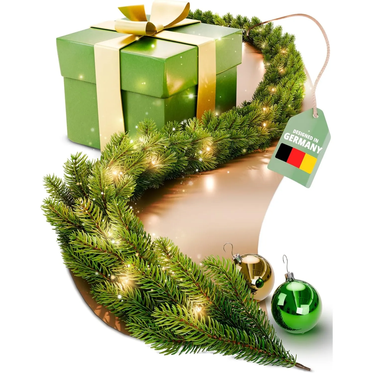 ArtiTree Weihnachtsgirlande - Naturgetreue Tannengirlande, 270cm Grün, LED-beleuchtet, Perfekt für Weihnachtsdeko, Trep…