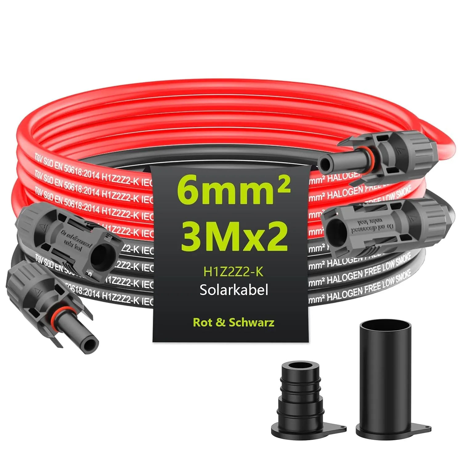Tool-free Solarkabel 4mm²/6mm²,Solarkabel Verlängerung 1/2/3/5/10M,PV Kabel(6mm2, 3meter)