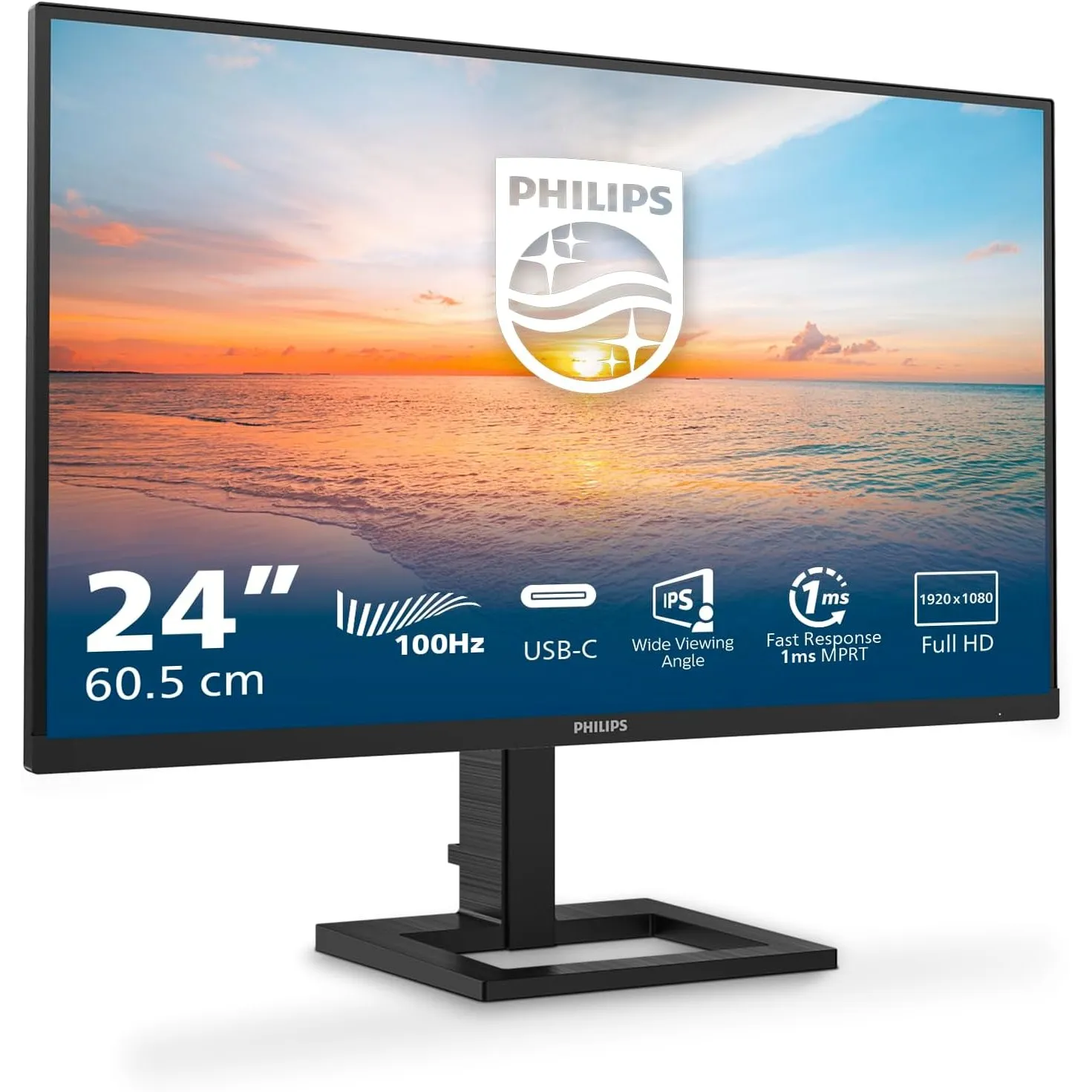 PHILIPS 24E1N1300AM 24 Zoll FHD USB Hub Monitor, 120Hz, IPS Panel, 4ms GtG, Adaptive Sync, Höhenverstellung,Lautspreche…