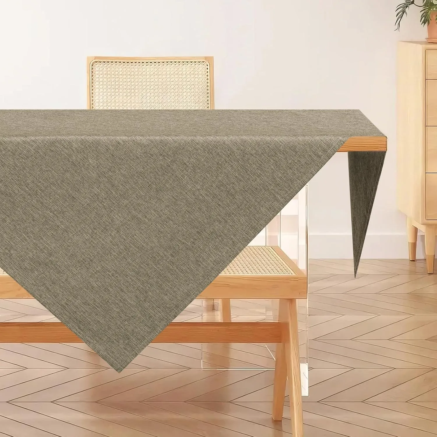AooHome Tischdecke Abwaschbar, Kaffee Braun Mitteldecke 80x80cm Leinen-Optik Tischtuch aus Polyester Wasserabweisend mi…