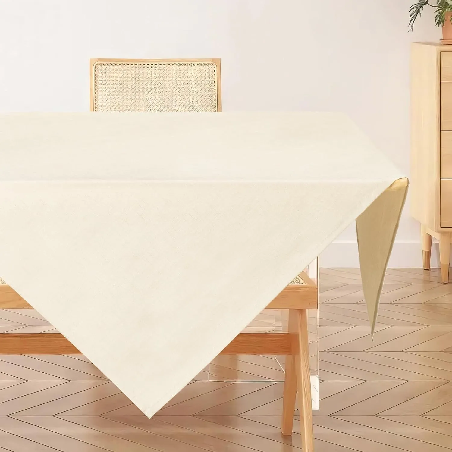 AooHome Tischdecke Abwaschbar, Beige Mitteldecke 80x80cm Leinen-Optik Tischtuch aus Polyester Wasserabweisend mit Lotus…