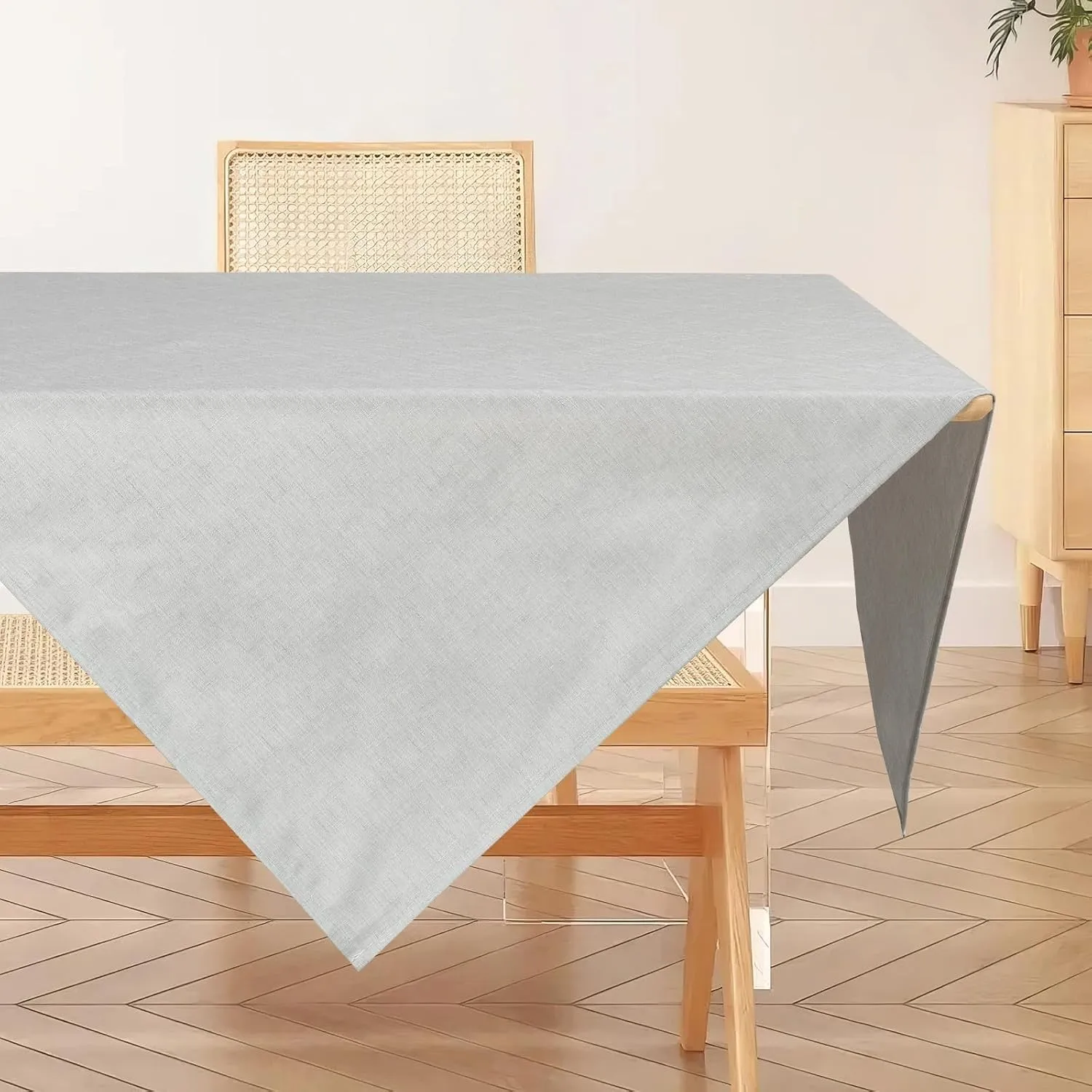 AooHome Tischdecke Abwaschbar, Hellgrau Mitteldecke 80x80cm Leinen-Optik Tischtuch aus Polyester Wasserabweisend mit Lo…