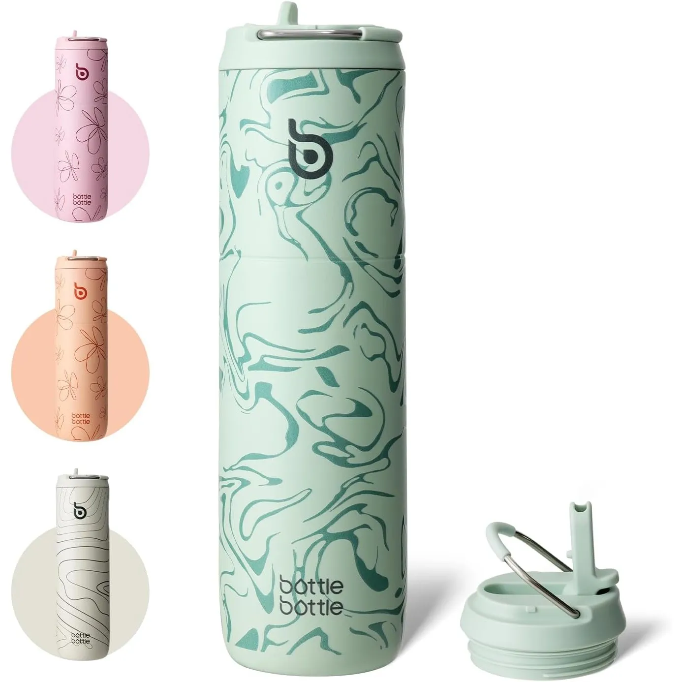 BOTTLE BOTTLE Isolierte Edelstahl Trinkflasche 750 ml mit Strohhalm, Deckel & Griff – Auslaufsicher, BPA-frei, Doppelwa…