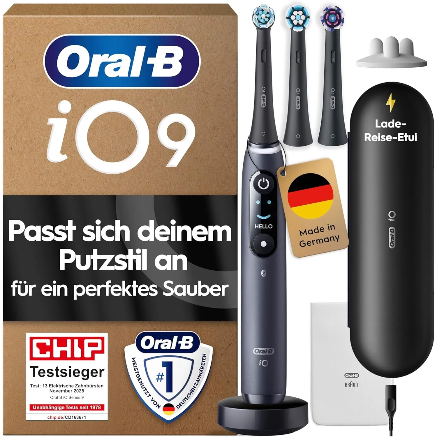 Oral-B iO Series 9 Elektrische Zahnbürste, Schwarz