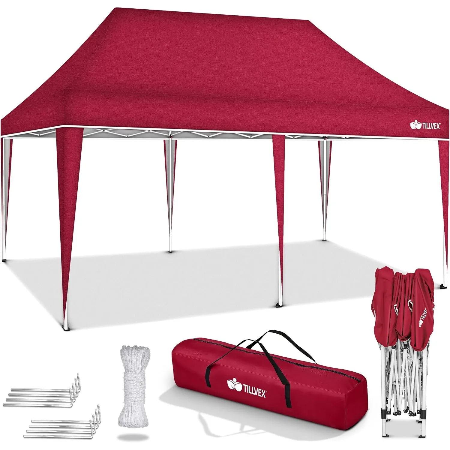 tillvex® Pavillon 3x6m Wasserdicht + 4X Sandsäcke | Stabil & Winterfest