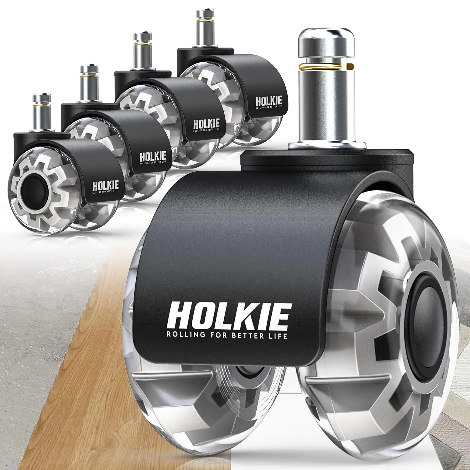 HOLKIE Bürostuhl Rollen 10mm geeignet für 1KEA 5er Set GrauGummi Rollen für Bürostühle Schreibtischstuh mit Doppelräder…