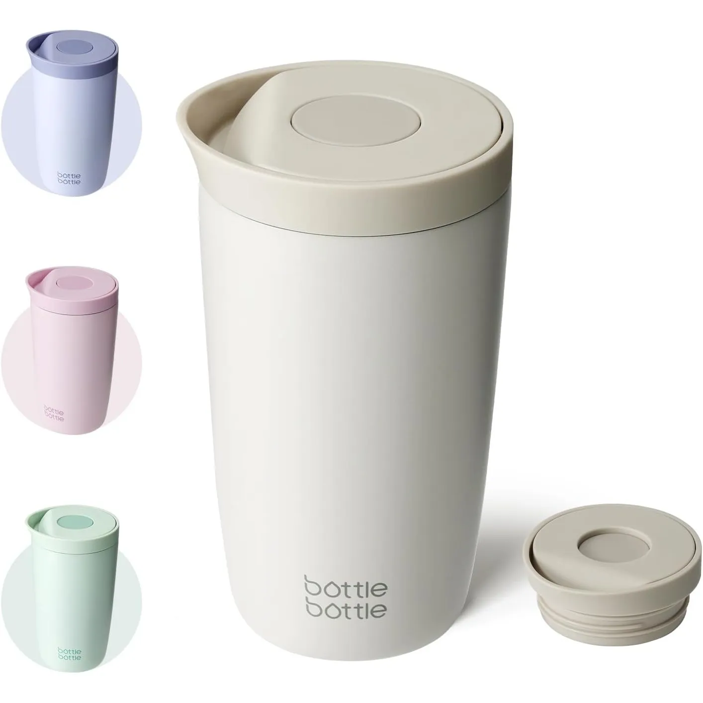 BOTTLE BOTTLE Thermobecher 350ml für Kaffee oder Tee, auslaufsicher und Easy Quick-Press-Verschluss, Isolierbecher Trav…