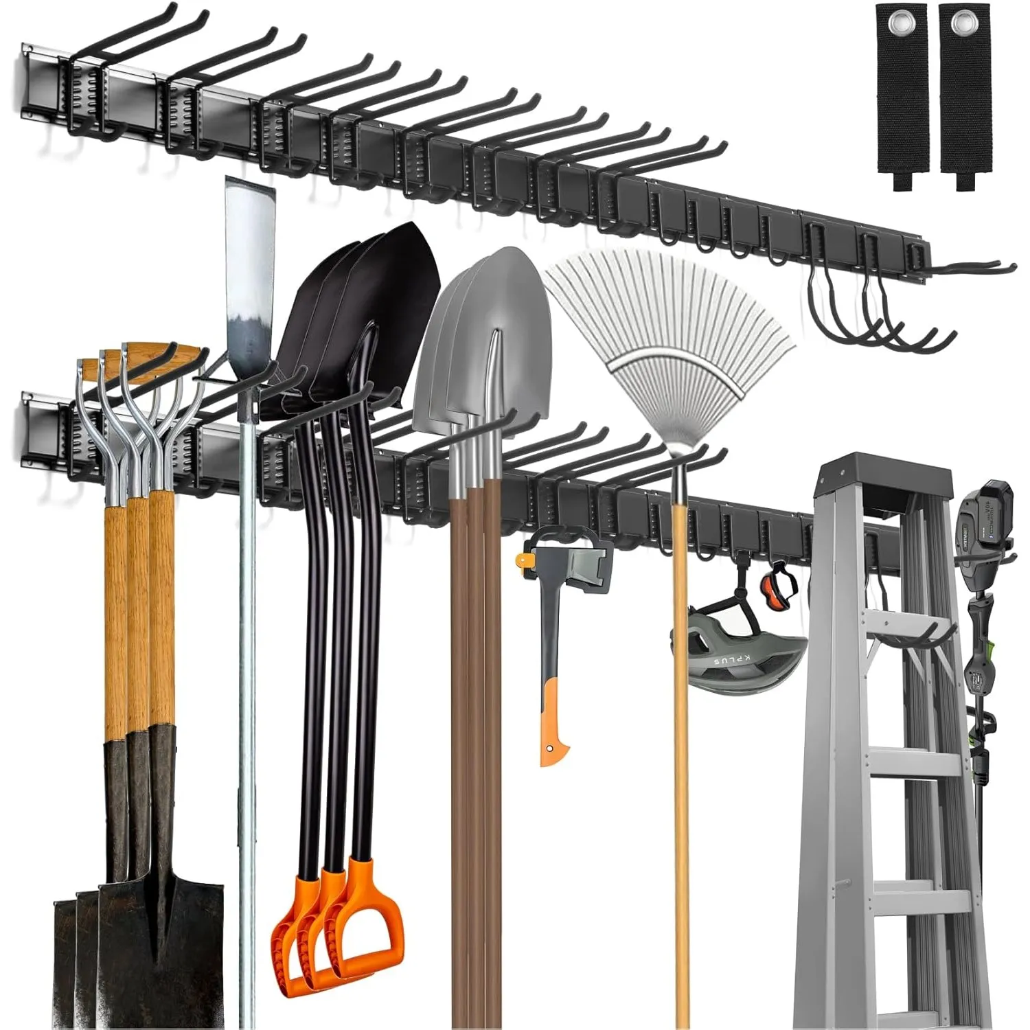 Sinoer Garage Tool Management Wall Rack, Gartengeräte 80 Zoll 15 Haken | Metall-Gartengerätehalter,Garage Wall Manageme…