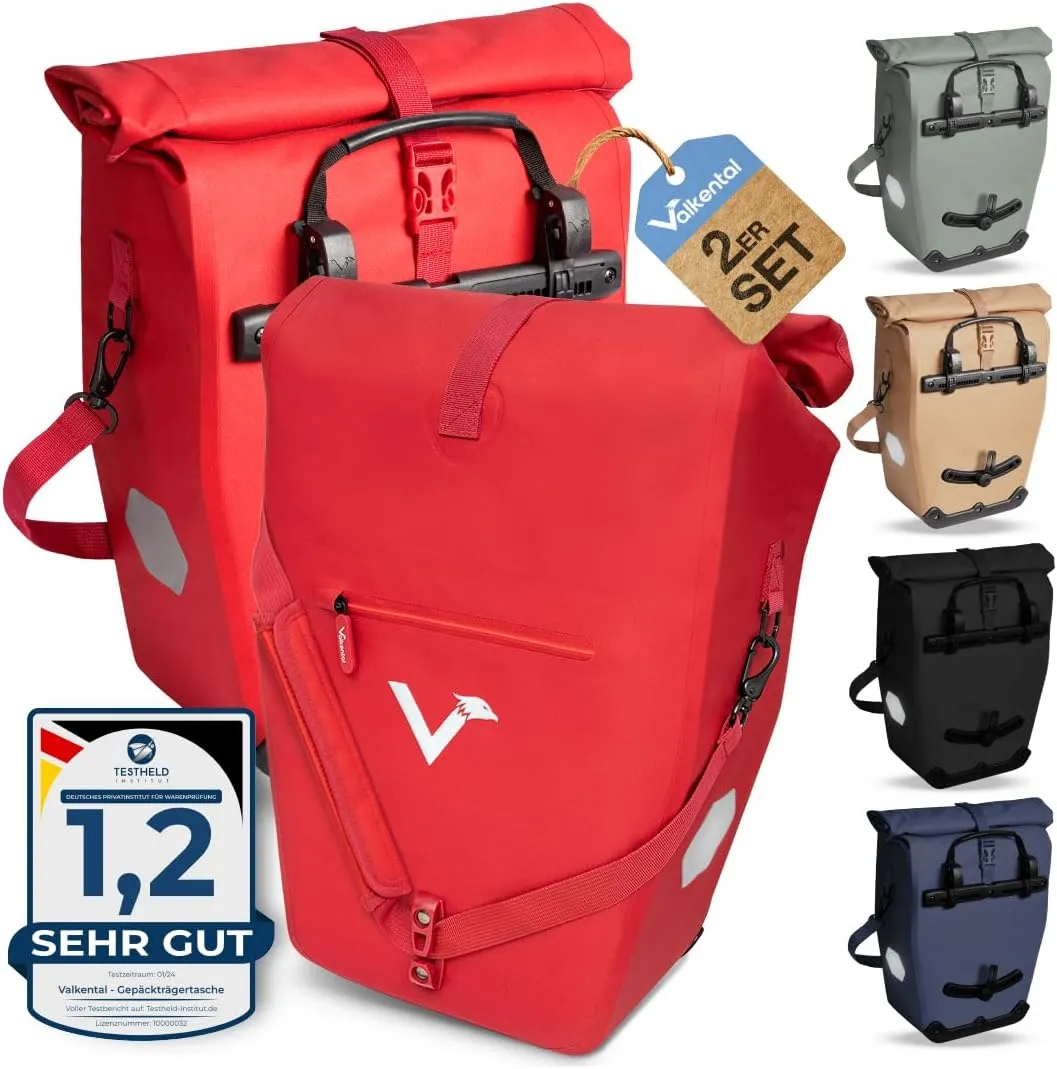 Valkental® Große & wasserdichte Gepäckträgertasche [28L] Abschließbare Befestigung [PVC frei] Fahrradtasche für Gepäckt…