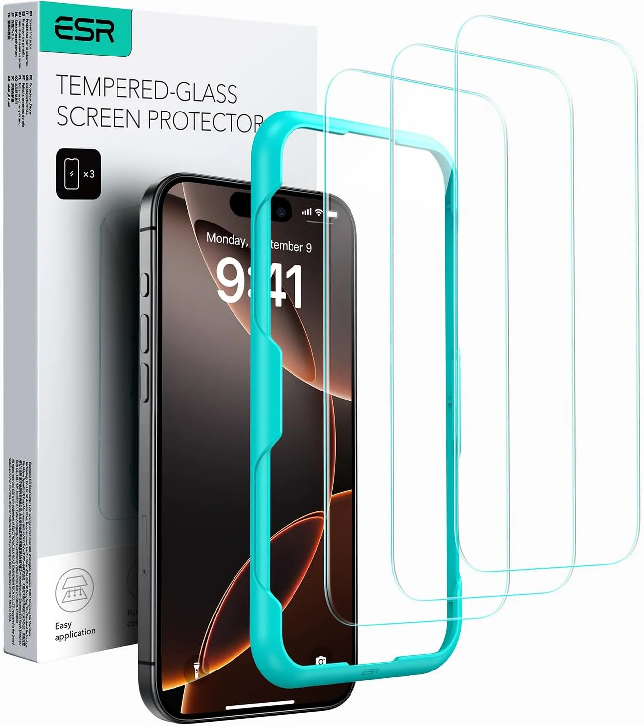 ESR für iPhone 16 Pro Max für Panzerglas, Displayschutzfolie 3 Stück, gehärtete Glasfolie mit einfachem Befestigungswerkzeug, 9H Härte, Vollbildschirm Schutzfolie iPhone 16 Pro Max, HD klar, kratzfest