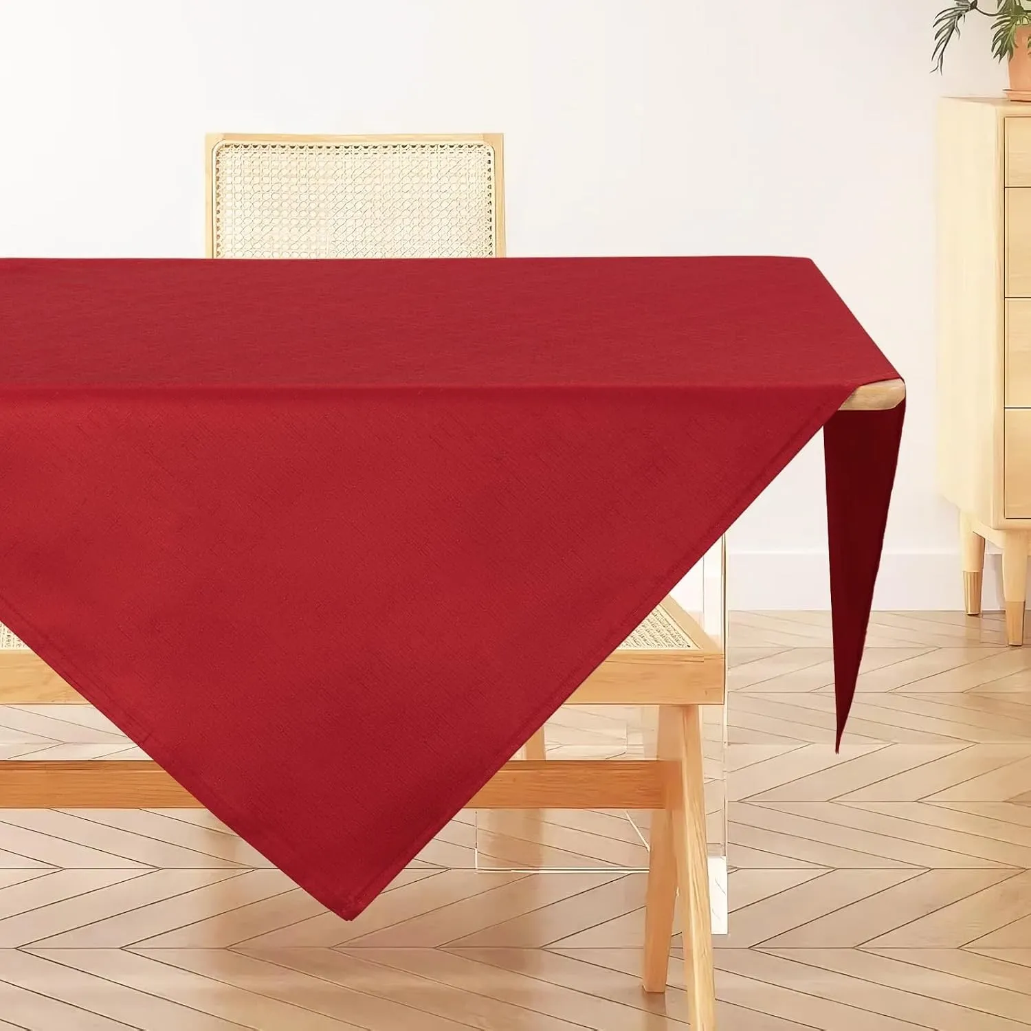 AooHome Tischdecke Abwaschbar, Rot Tischdecken 120x120cm Leinen-Optik Tischtuch aus Polyester Wasserabweisend mit Lotus…