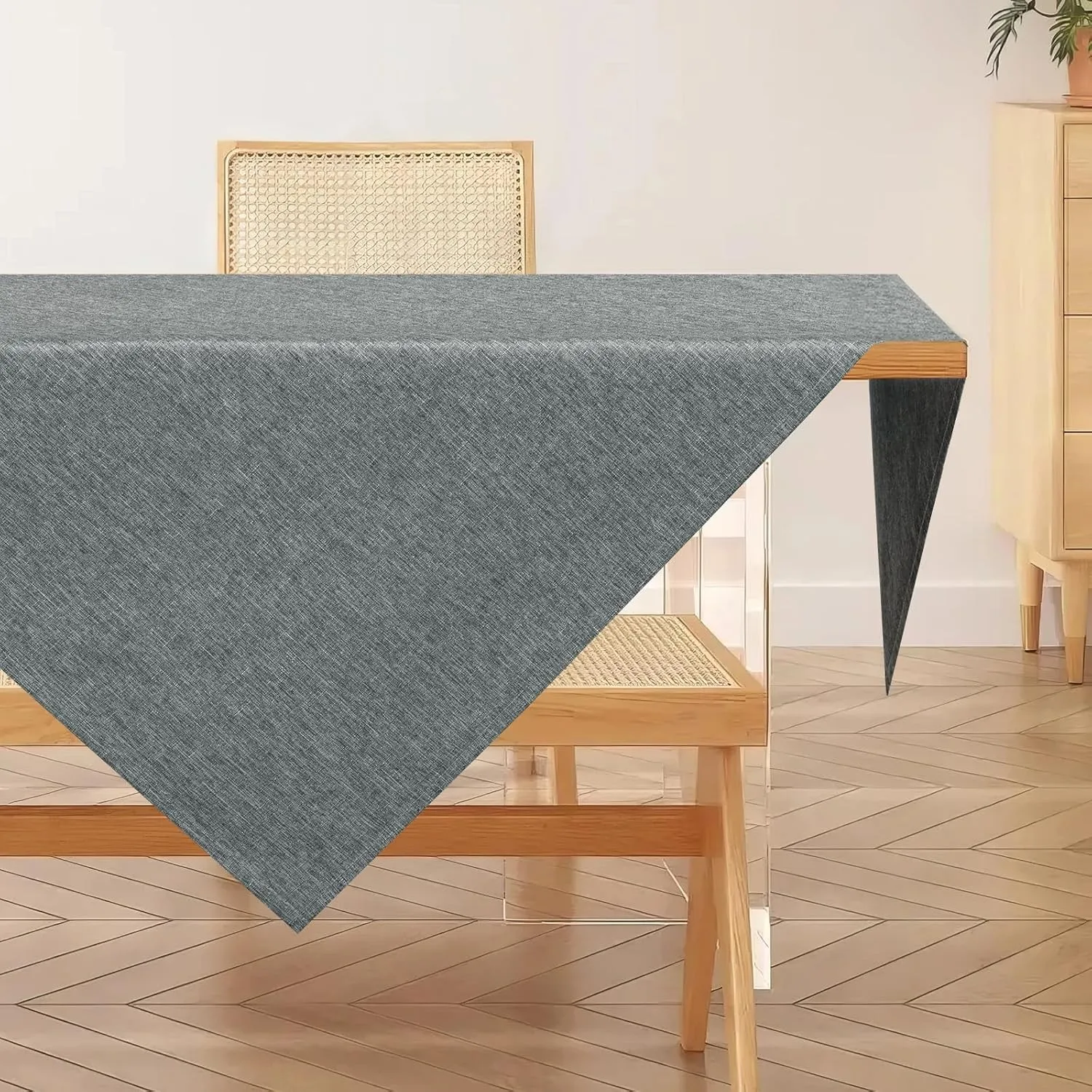 AooHome Tischdecke Abwaschbar, Grau Tischdecken 100x100cm Leinen-Optik Tischtuch aus Polyester Wasserabweisend mit Lotu…