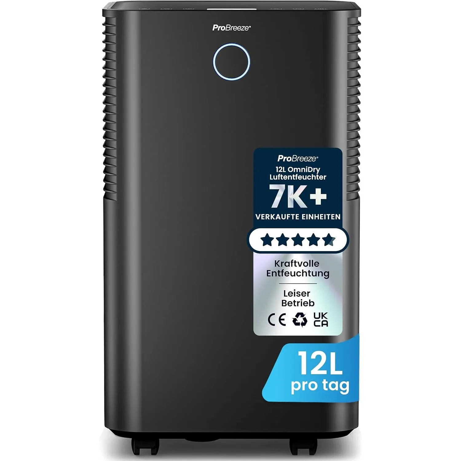 Pro Breeze OmniDry Luftentfeuchter 12L in 24h Entfeuchtungsleistung - Luftentfeuchter elektrisch, Feuchtigkeitssensor, …