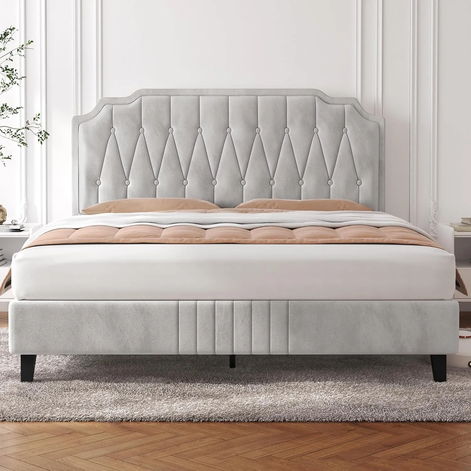 Yaheetech Polsterbett 160 x 200 cm Bettgestell Doppelbett, Höhenverstellbar