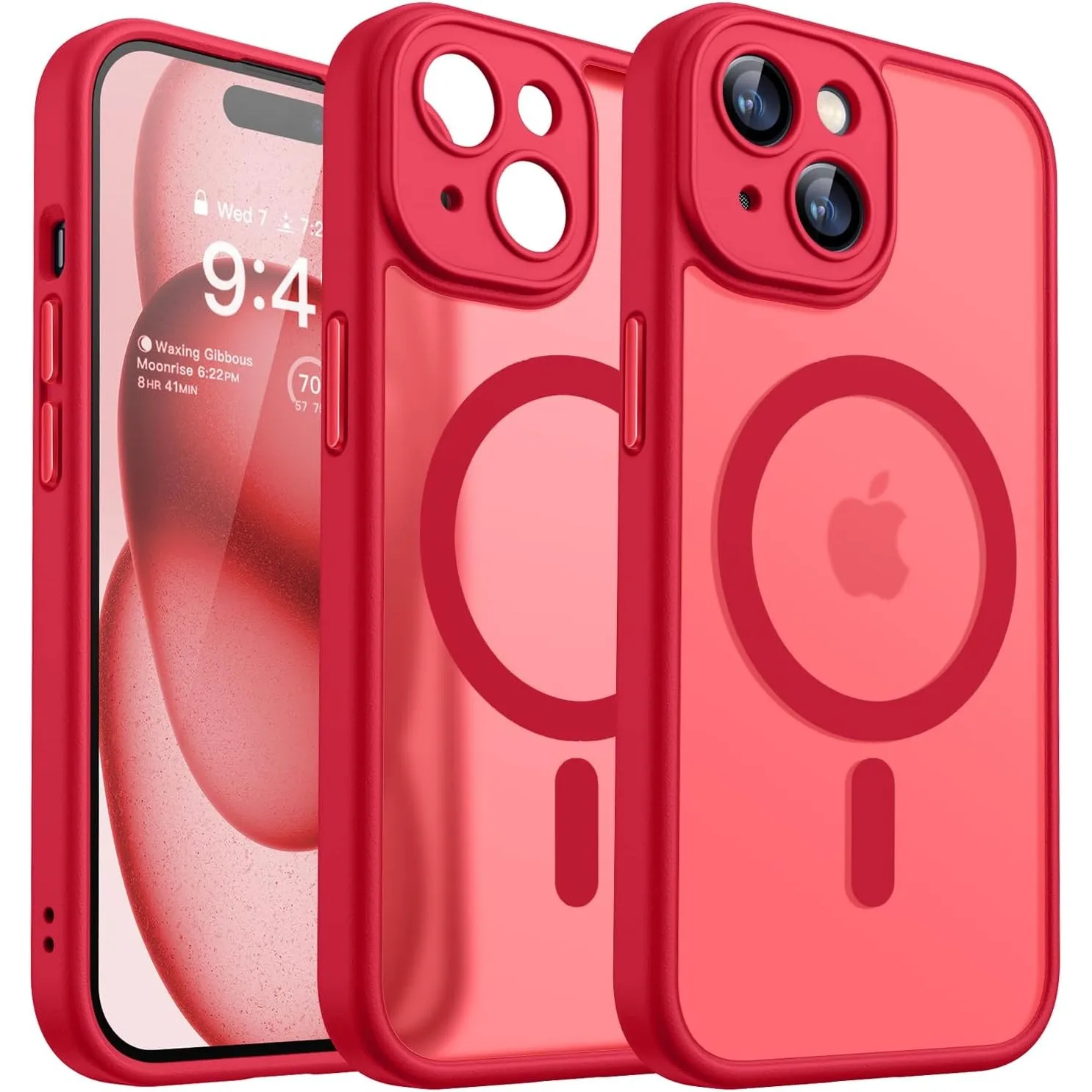 CANSHN für iPhone 15 Hülle mit Kameraschutz, Rot