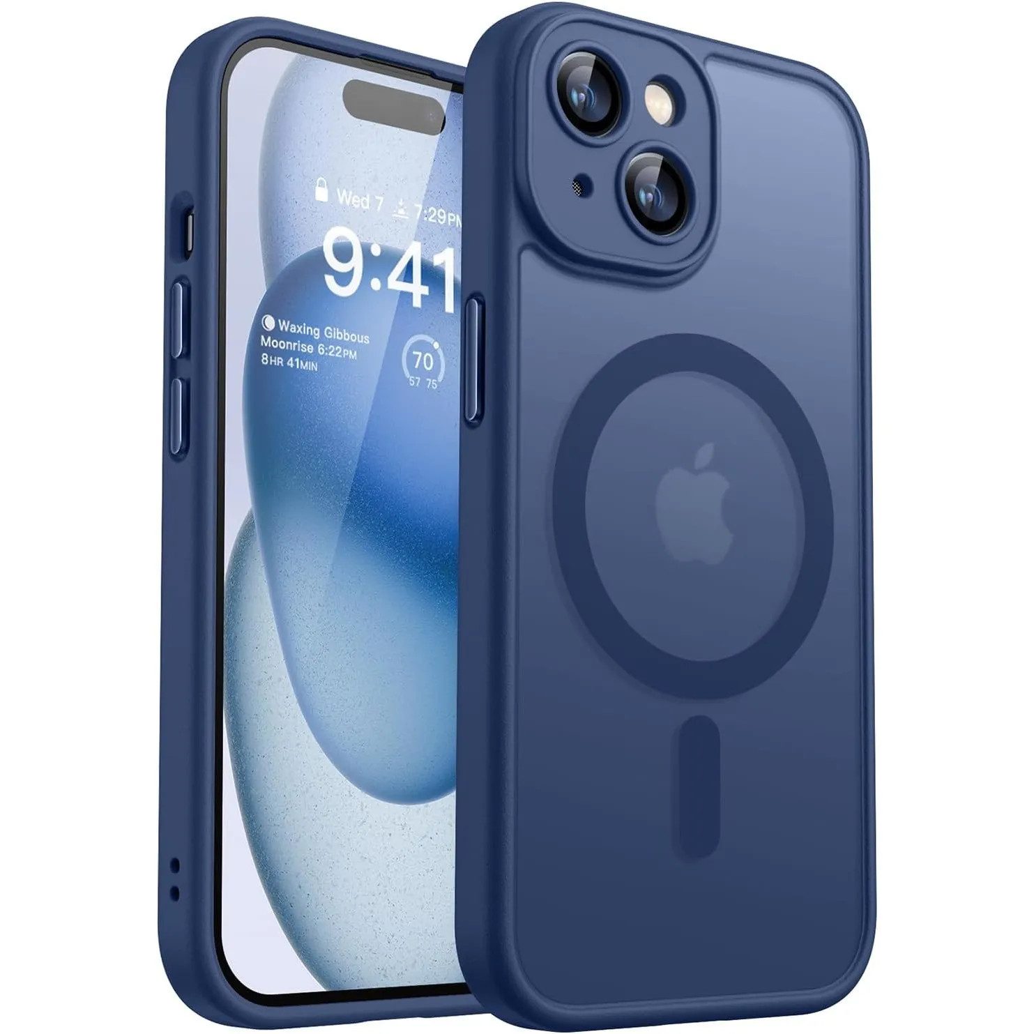 CANSHN für iPhone 15 Hülle mit Kameraschutz, Dunkelblau
