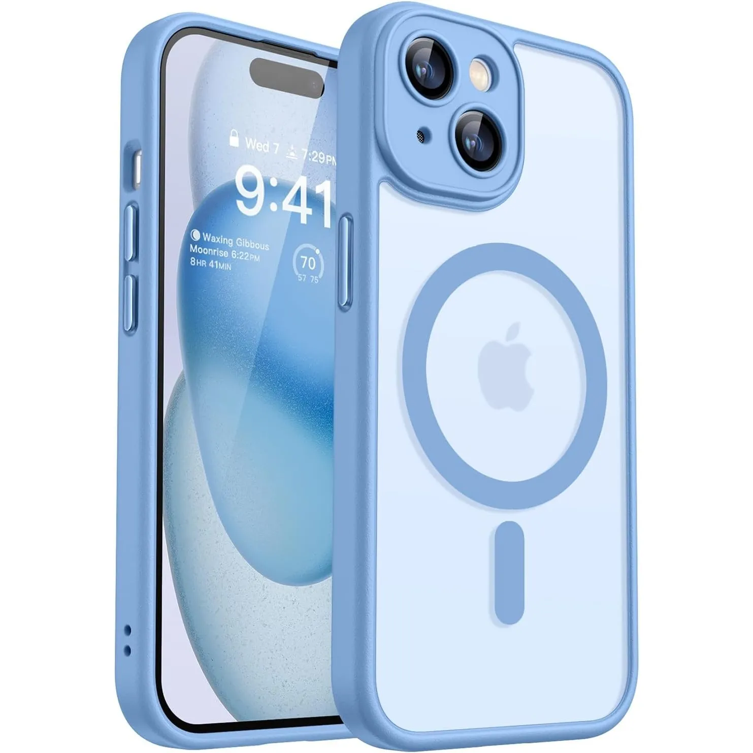 CANSHN für iPhone 15 Hülle mit Kameraschutz, Himmelblau