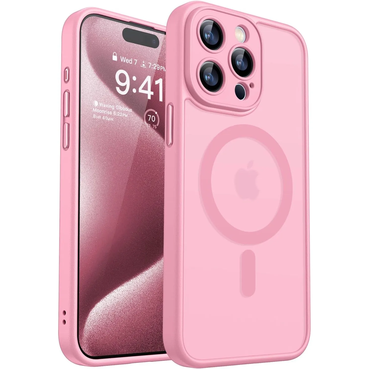 CANSHN für iPhone 15 Pro Hülle mit Kameraschutz, Rosa
