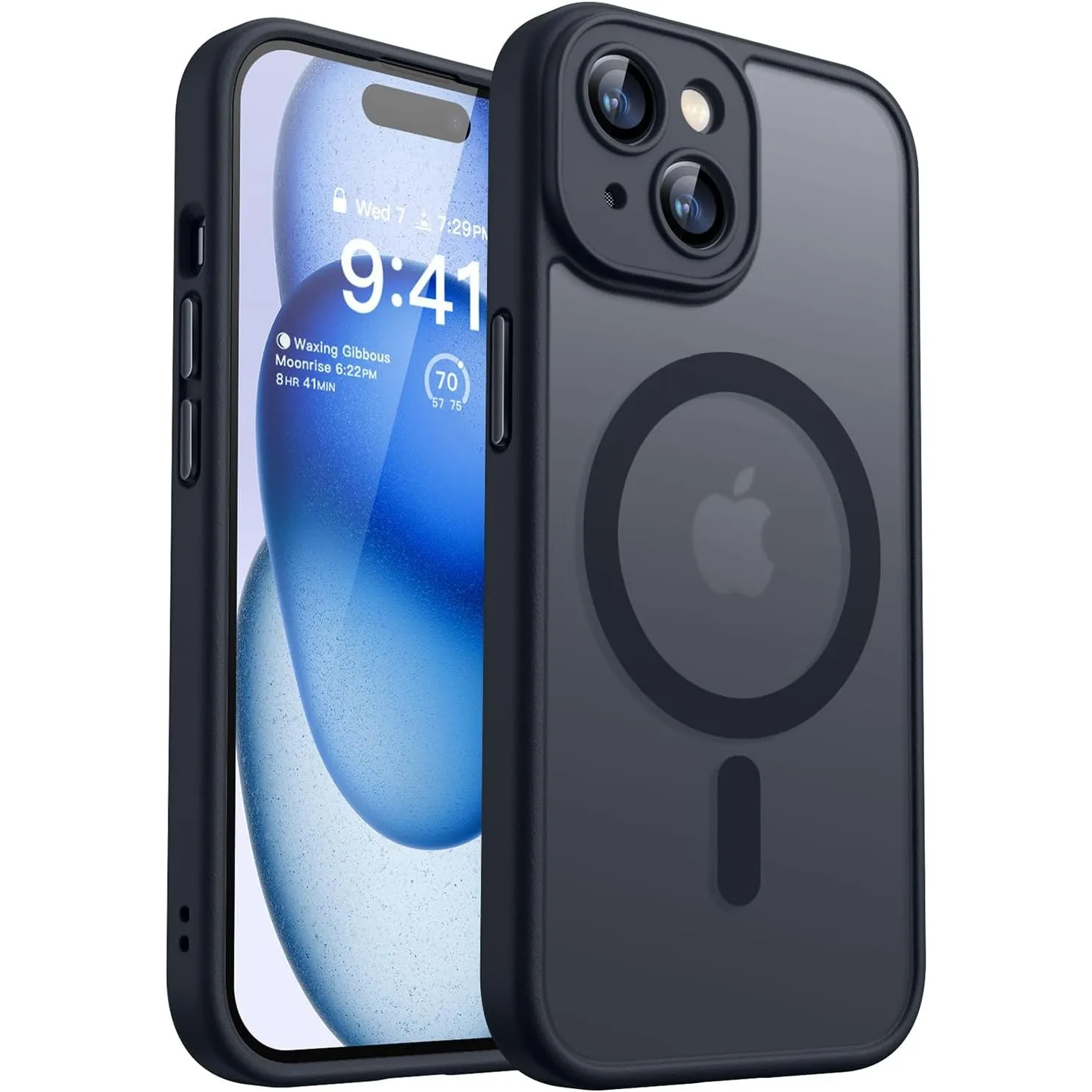 CANSHN für iPhone 15 Hülle mit Kameraschutz, Schwarz