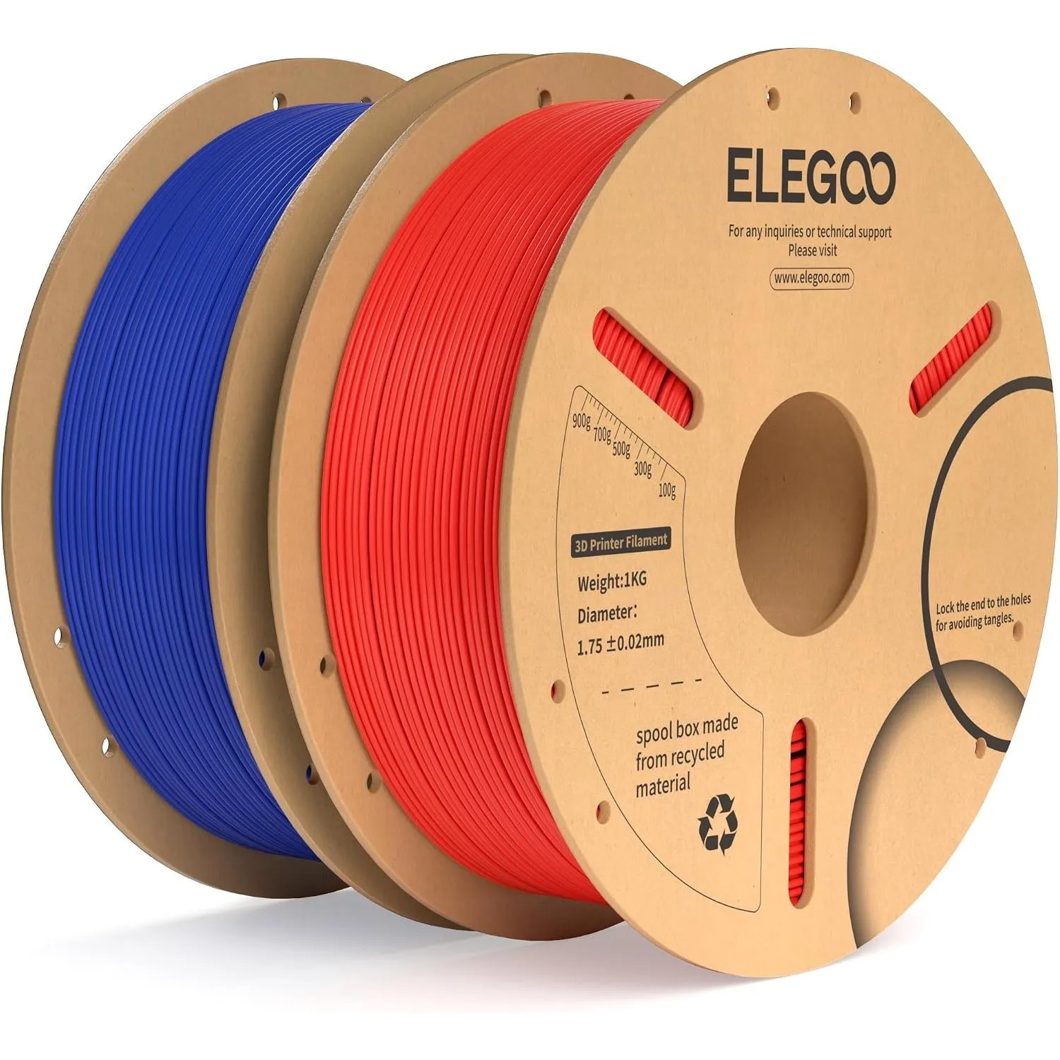 ELEGOO PLA+ Filament 1.75mm Rot & Dunkelblau 2KG