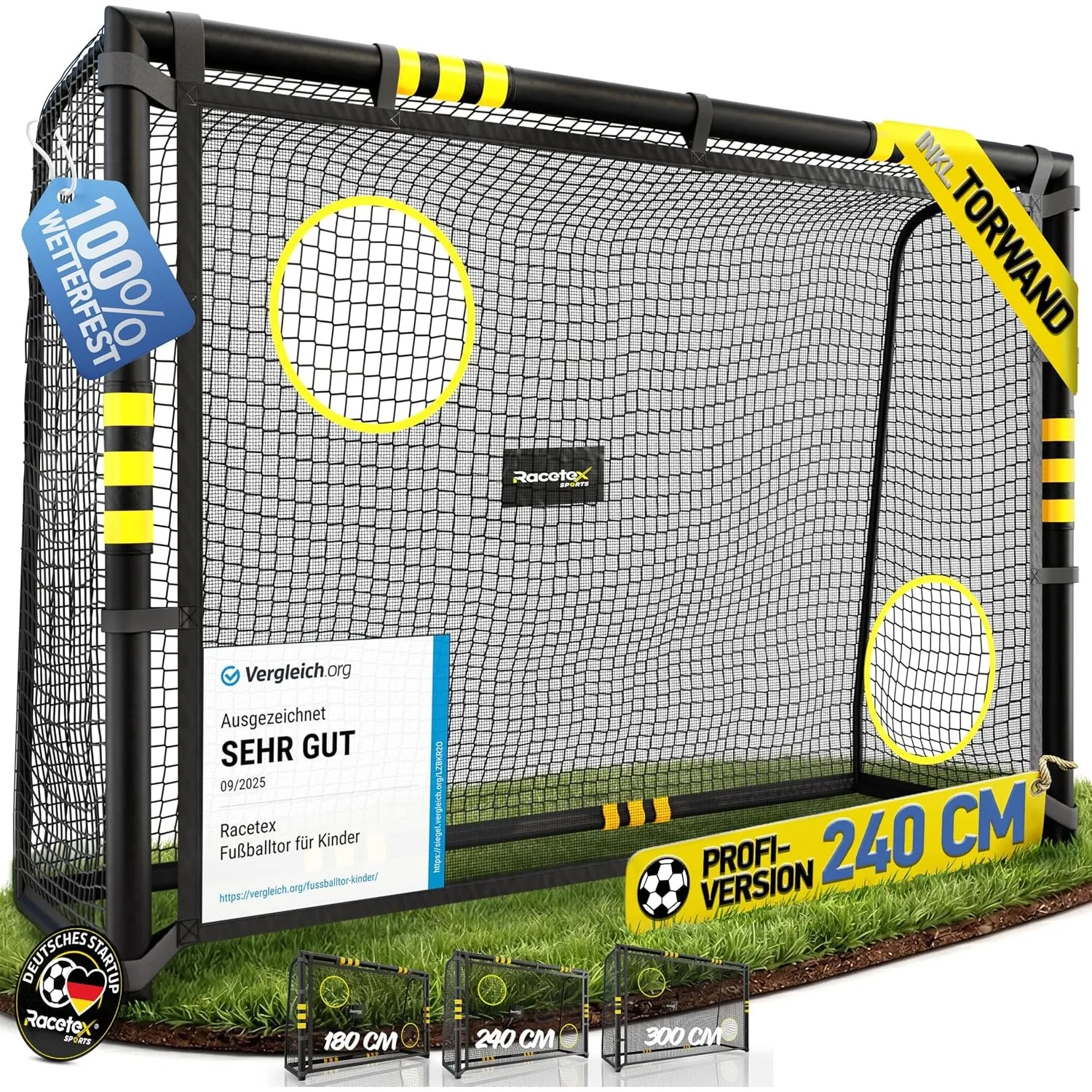 Racetex Fussballtore für Garten Kinder und Erwachsene mit [Anti-Rost Beschichtung] - Fußballtor Kinder inkl. Erdanker f…