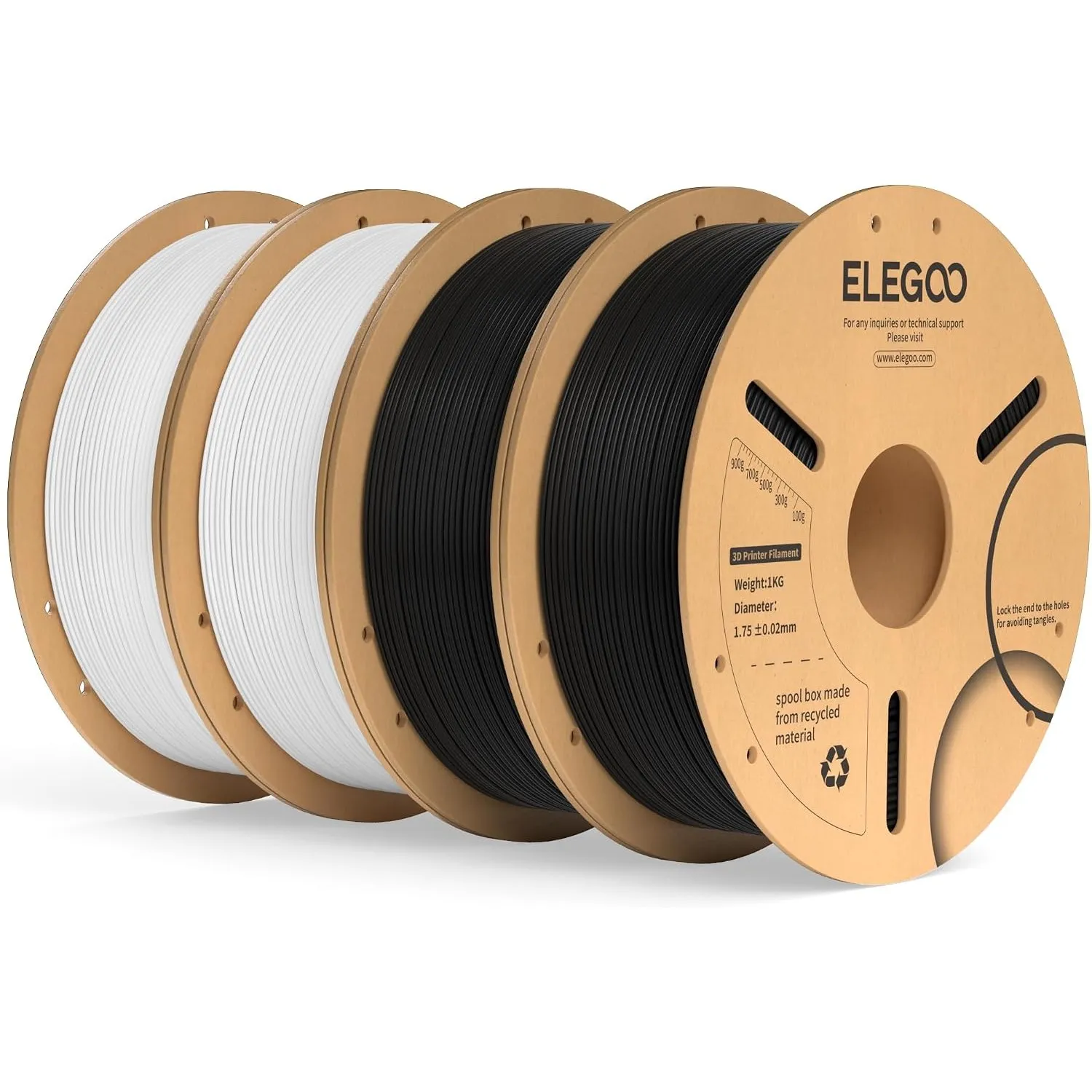 ELEGOO PLA+ Filament 1.75mm 4KG Schwarz & Weiß
