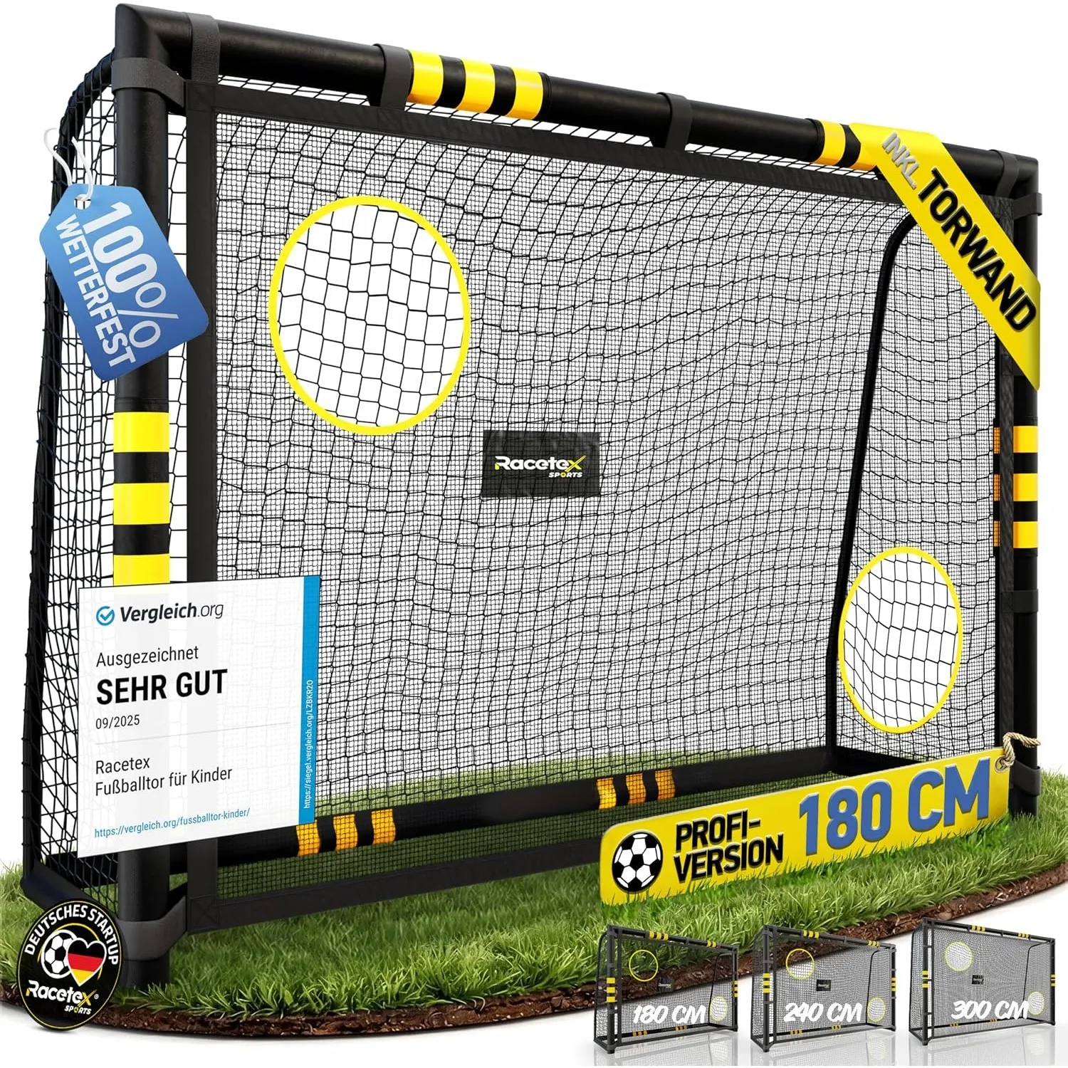 Racetex Fussballtore für Garten Kinder und Erwachsene mit [Anti-Rost Beschichtung] - Fußballtor Kinder inkl. Erdanker f…