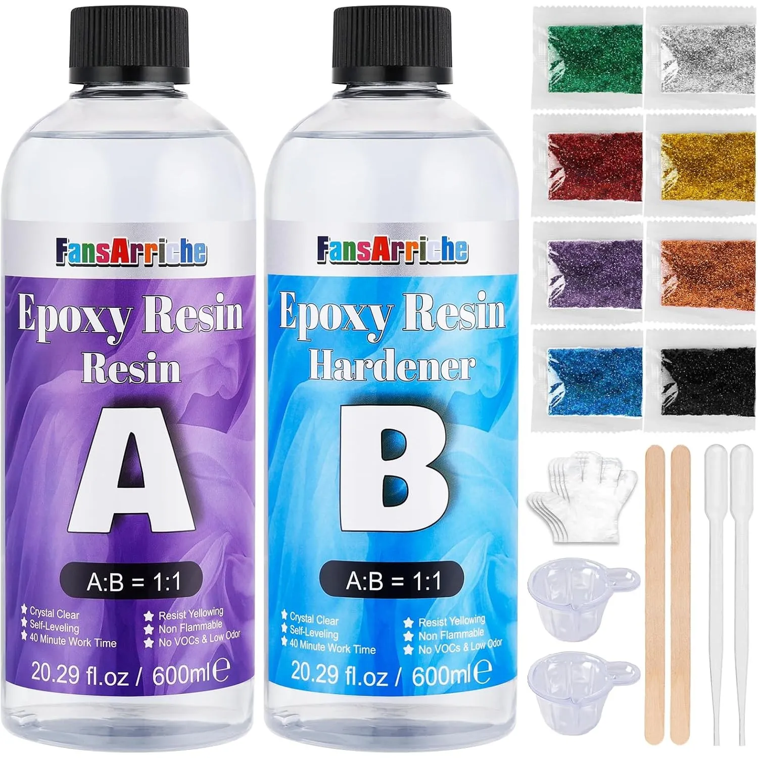FansArriche Epoxidharz, Transparent, 1200 ml resin 1: 1-Verhältnis