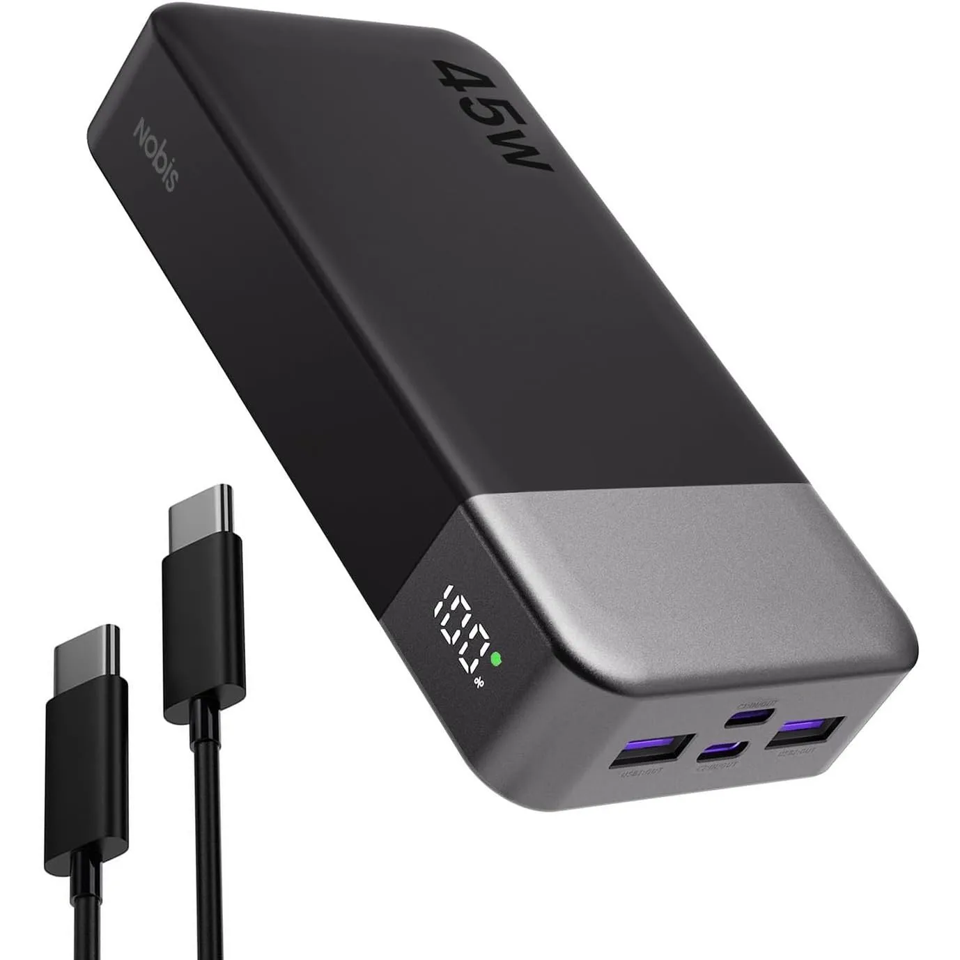 NOBIS Power Bank, Powerbank 20000mAh, 45W Externe Handyakkus Schnellladen