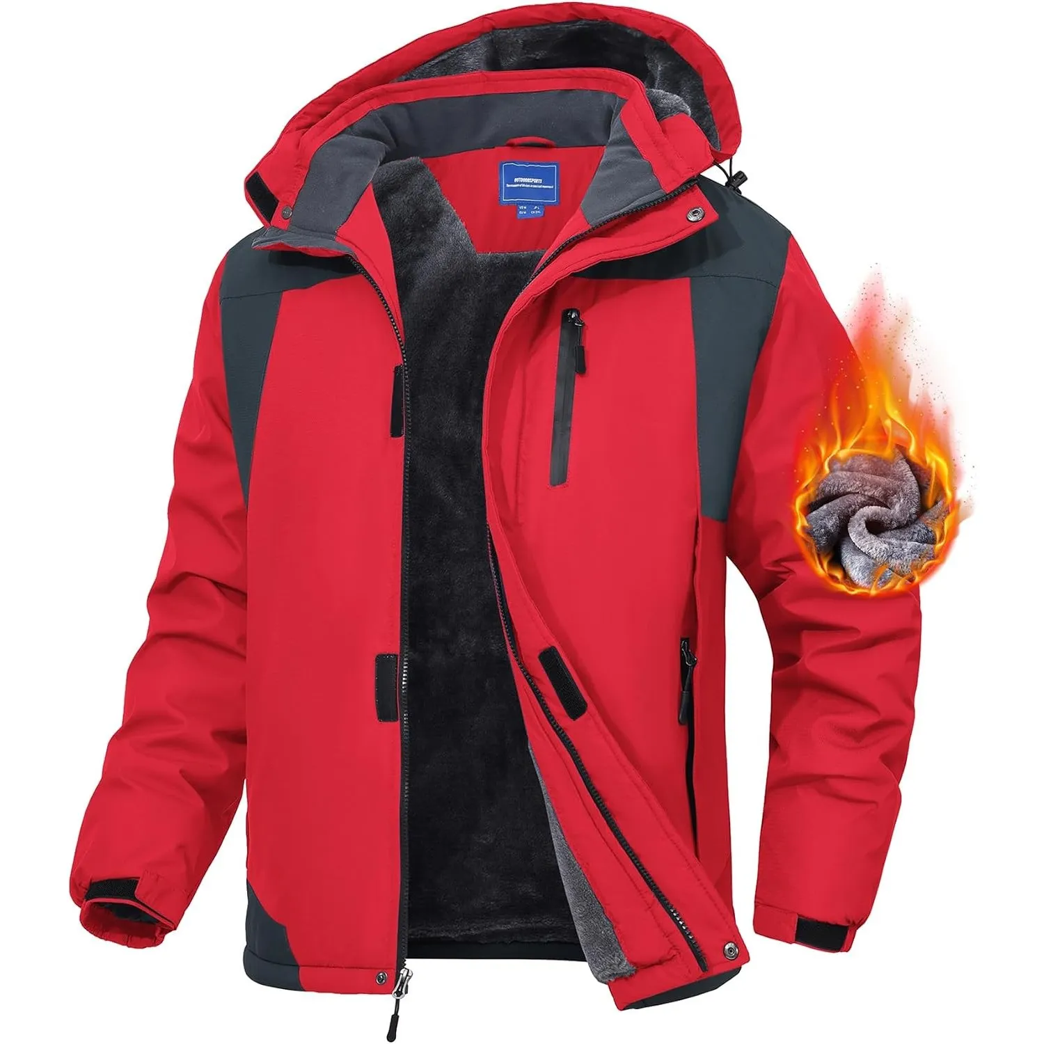 Zoofly Skijacke Winterjacke Herren Warm Wasserdicht Outdoor jacken für Männer Winddicht Snowboardjacke mit Abnehmbarer …