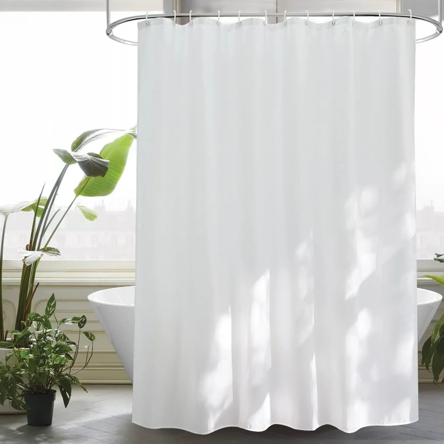 EurCross Duschvorhang 180x210 Weiß Textil Stoff Wasserdicht Duschvorhänge, Anti-Schimmel Waschbar Schnell Trocknend Bad…