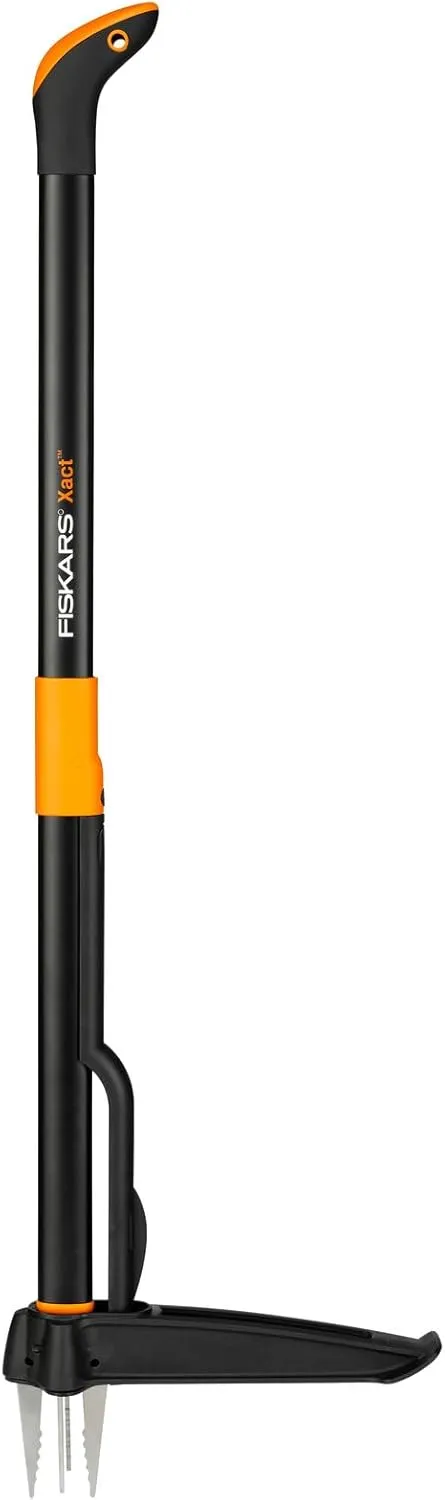 Fiskars Xact Unkrautstecher, Länge: 1 m, Rostfreie Stahl-Arme/Kunststoff-Griff, Schwarz/Orange, Kartoneinzelverpackung,…