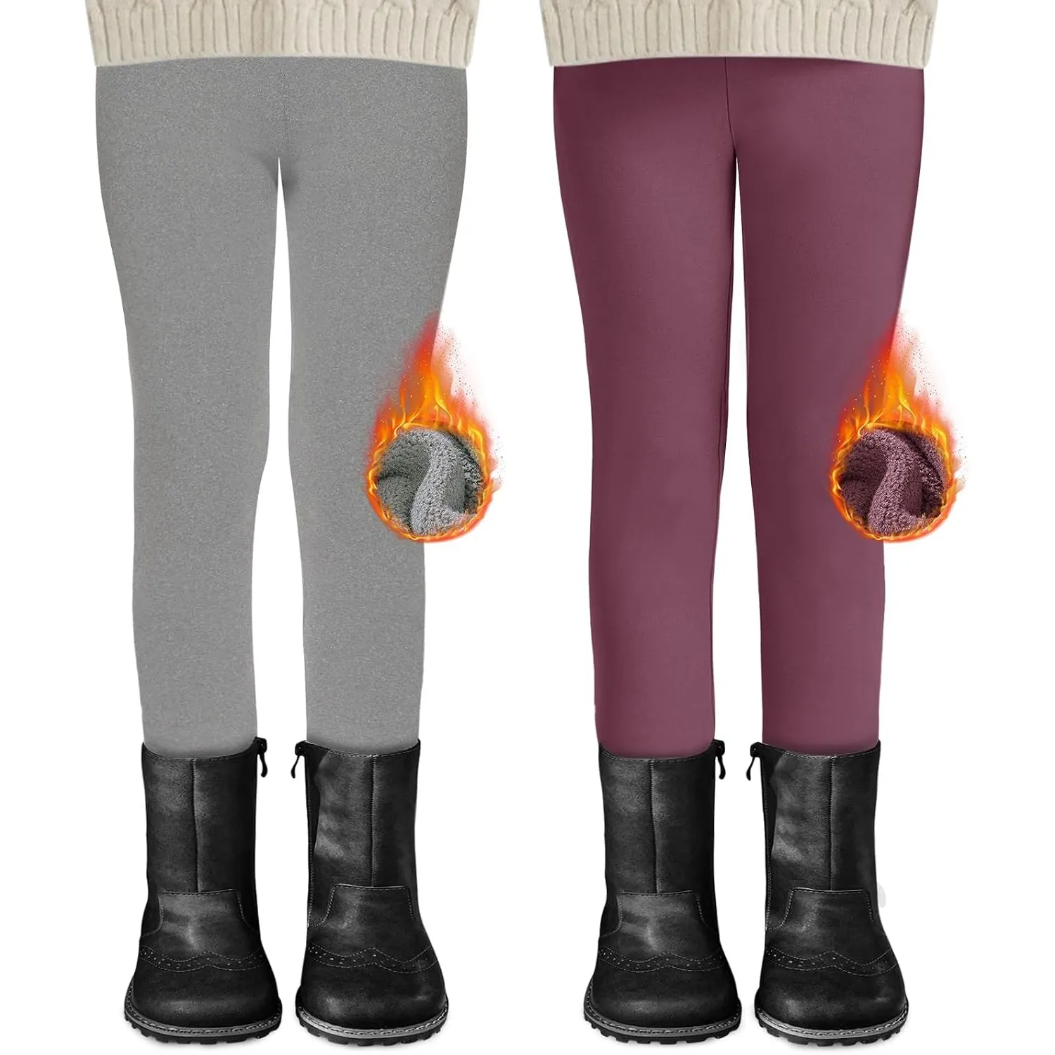 DDOBB 2er Pack Thermo Leggings Mädchen Mit Fleece High Waist