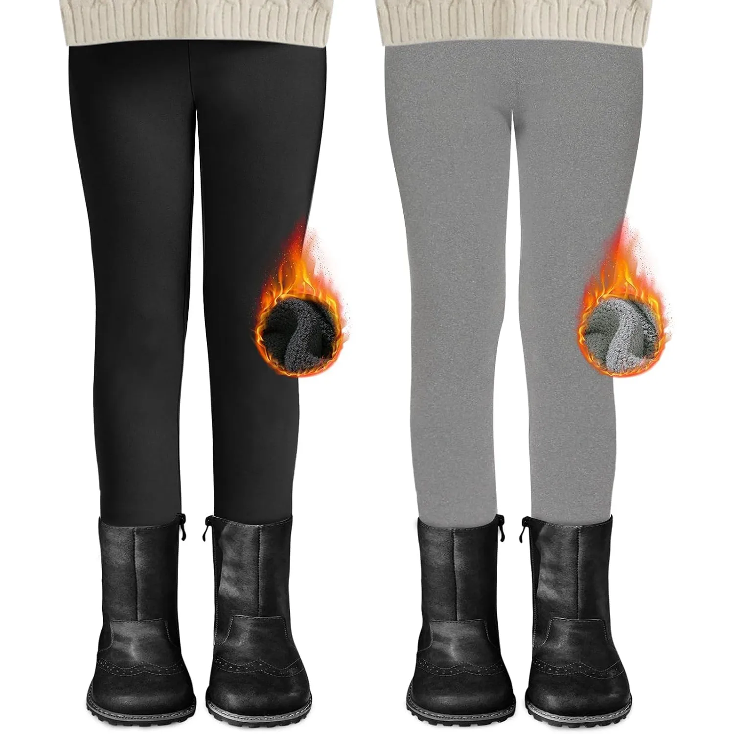 DDOBB 2er Pack Thermo Leggings Mädchen Mit Fleece High Waist