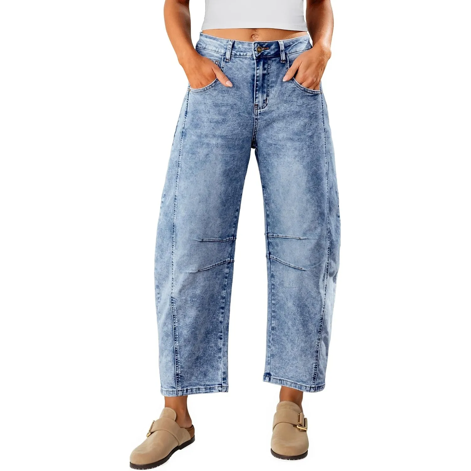 Vetinee Damen Baggy Jeans Barrel Weites Bein High Waist Y2k Jeans
