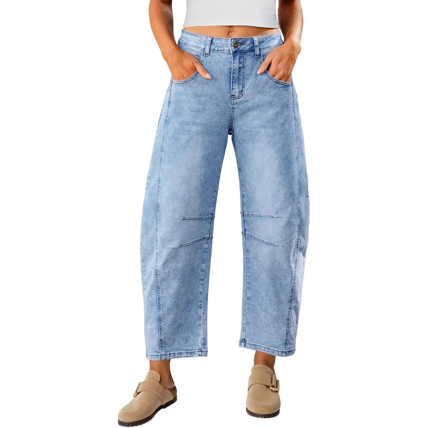 Vetinee Damen Baggy Jeans Barrel Weites Bein High Waist Y2k Jeans