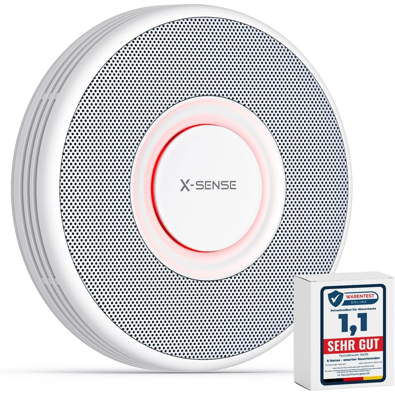 X-Sense Smarter Rauchmelder WLAN mit Sprachausgabe und 17 Standorten, Feuermelder, Rauchmelder vernetzt, 33 mm, SBS50 B…