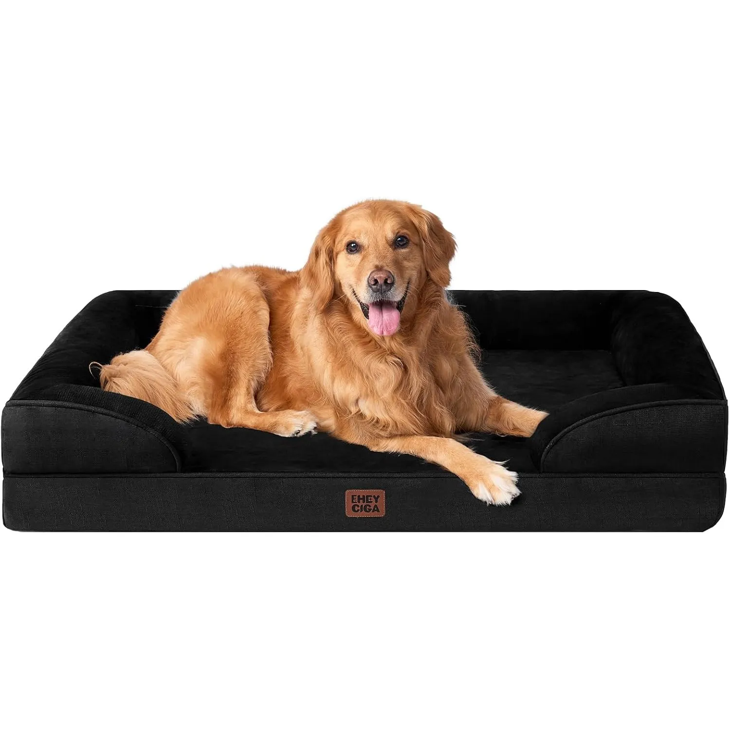 EHEYCIGA Orthopädisches Hundebett Grosse Hunde, 112x81cm, Schwarz | Orthopädischer Eierkistenschaum, Waschbarer und Was…