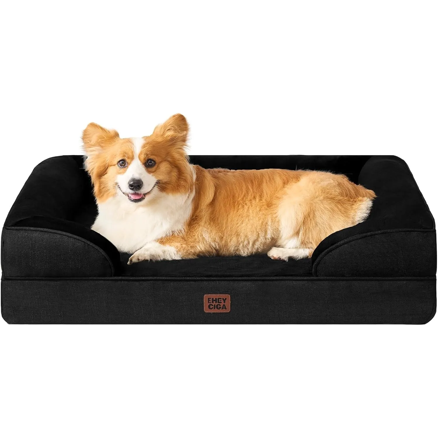 EHEYCIGA Orthopädisches Hundebett Grosse Hunde, 104x69cm, Schwarz | Orthopädischer Eierkistenschaum, Waschbarer und Was…