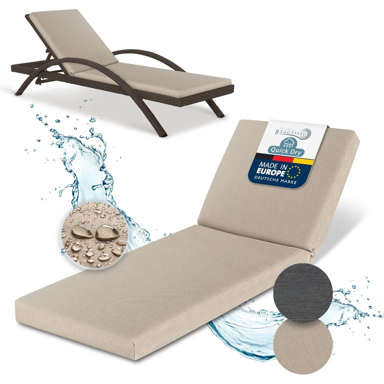 Beautissu Auflagen für Gartenmöbel Wasserdicht Wetterfest Outdoor Polster