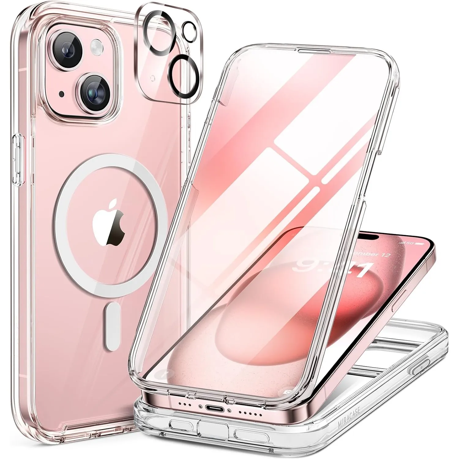 miracase Vollschutzhülle für iPhone 15, Magsafe, Klar