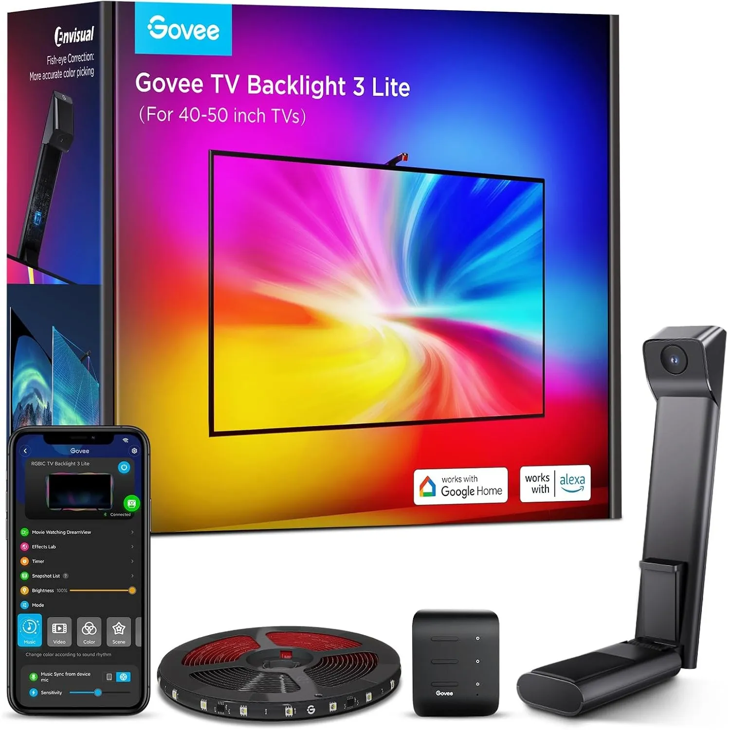 Govee TV LED Hintergrundbeleuchtung mit Fish-Eye-Korrektur für 40-50 Zoll