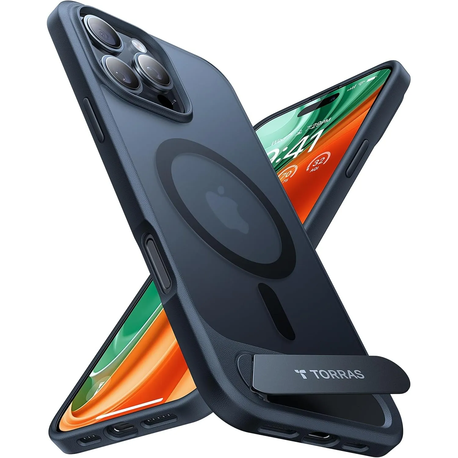 TORRAS Ostand L1 Hülle für iPhone 16 Pro Max für MagSafe Case, Schw.